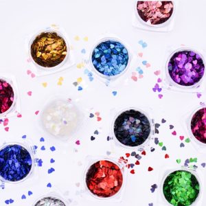 HEART SHAPE GLITTERS  12 COLOURS- Creative Effects Set