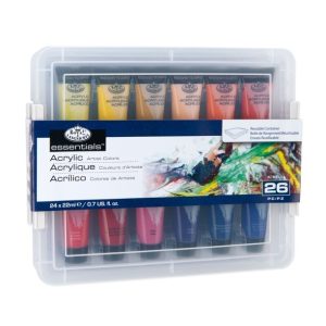 ROYAL & LANGNICKEL ESSENTIALS -ACRYLIC COLORS 22ML 24PCS SET in Storage Box